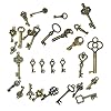 125 PCS Vintage Skeleton Key Set Charms, JIALEEY Mixed Antique Style Bronze Brass for Pendant DIY Jewelry Making Wedding Party Favors #2