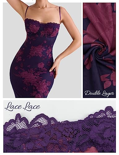 Iszplush Women Sexy Backless Satin Maxi Dresses Spaghetti Strap Floral Print Dresses Slim Fit Elegant Long Dresses Night Party Outfits thumb #4
