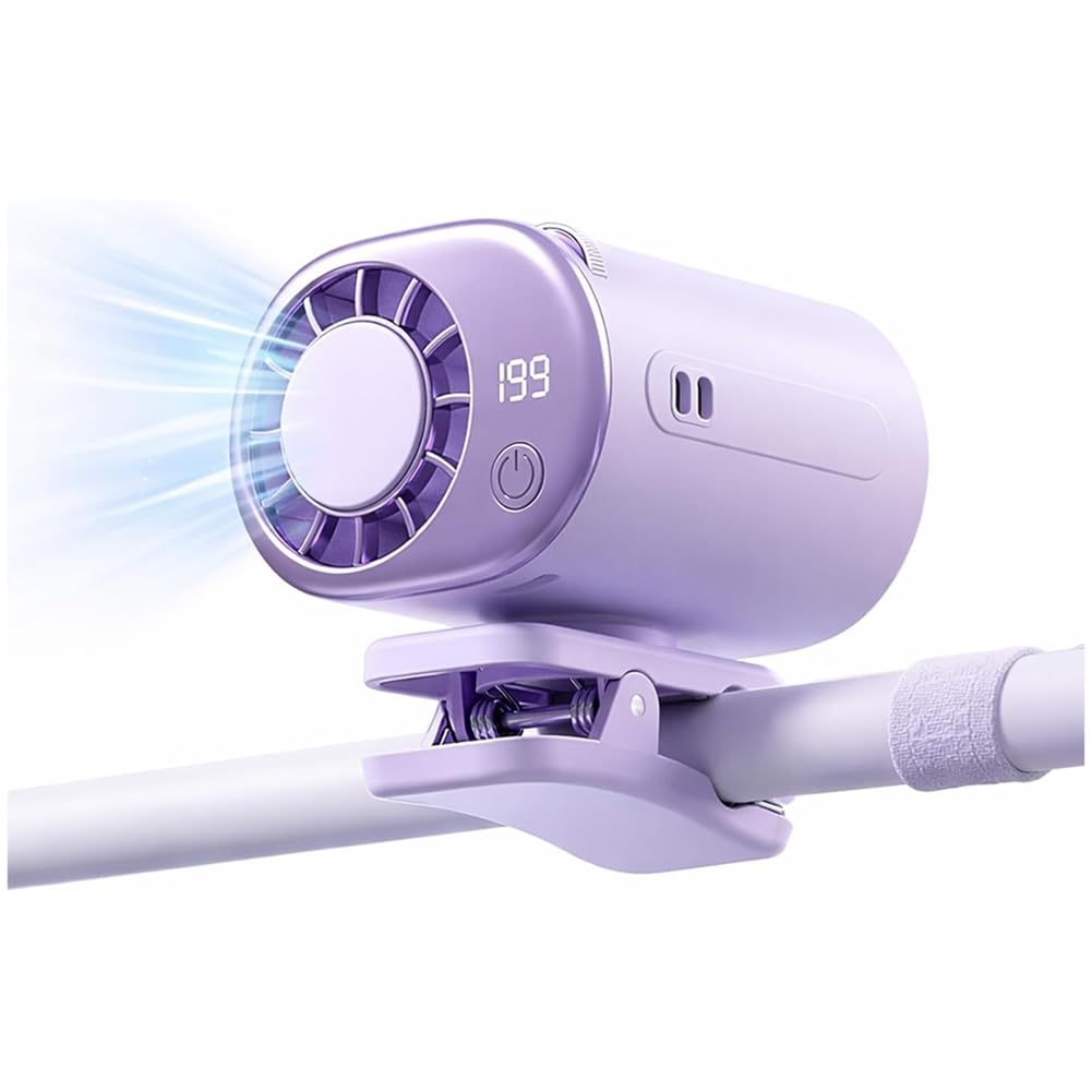 Mini ventilador portátil para hombres y mujeres con clip anticaídas y pantalla inteligente