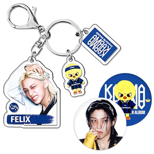 BCHMN Lnsignias y Llaveros Stray-Kids, SKZ Llaveros, SKZ Kawaii Keychain, Artículos para Niños y Niñas, Regalos para Fans (FELIX)
