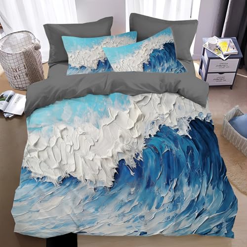 Parure housse couette 240x260 flots avec taie microfibre 3D - 2
