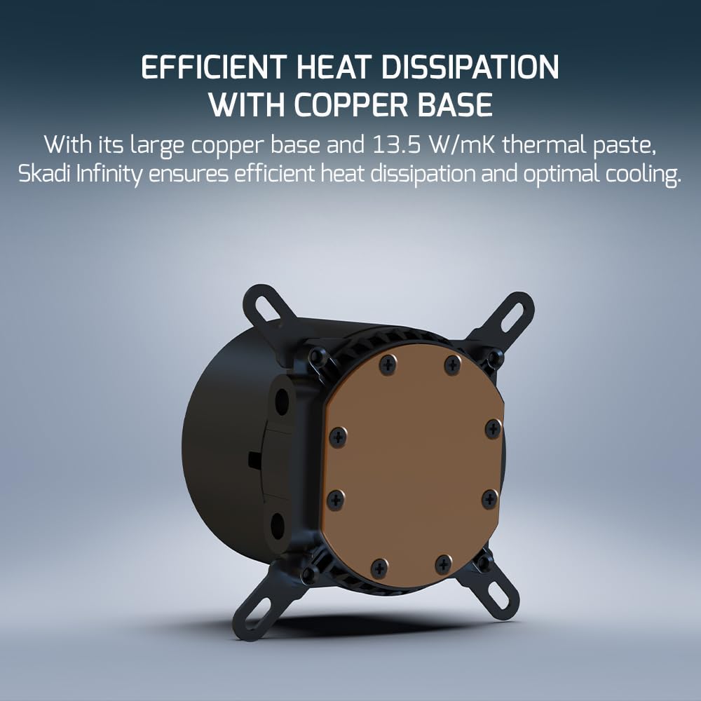 Gamepower Skadi Infinity 240 AIO CPU Liquid Cooler, Pump with Real Time Temp, 240mm Radiator with 2X PWM ARGB HDB Fans, 13.5 W/mK Thermal Paste, Compatible with Intel 1851, 1700, AMD AM4/AM5