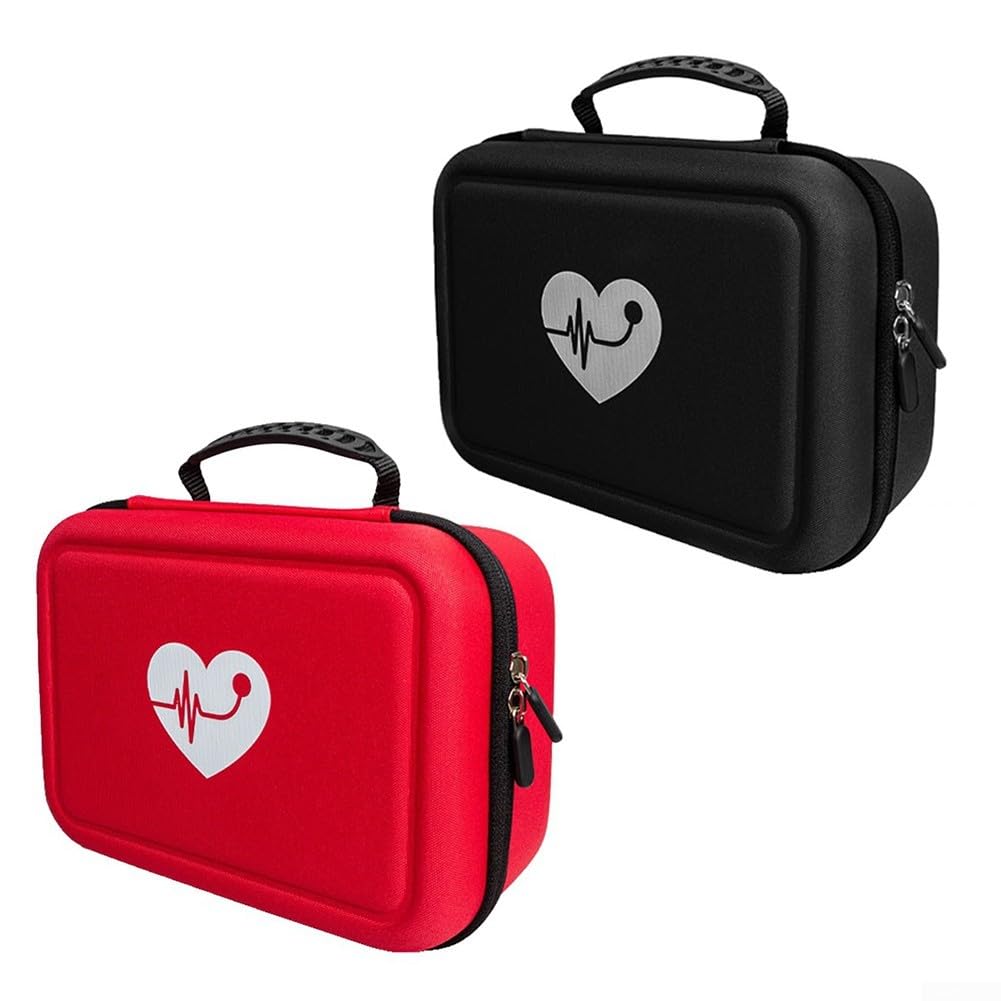 Bolsa de almacenamiento multifuncional para monitor, para suministros de primeros auxilios, monitor de presión arterial portátil, bolsa para kit de hogar (negro)