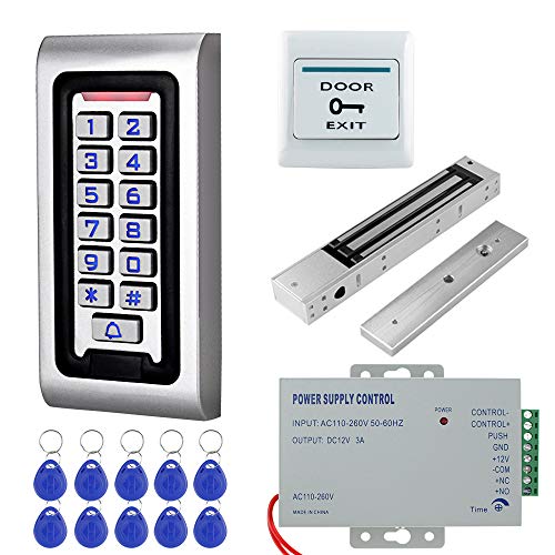 NN99 IP68 étanche Clavier de contrôle d'accès RFID extérieur + Serrure magnétique électrique 280KG / 600lbs + Alimentation 10 clés système de serrures de Porte Cover