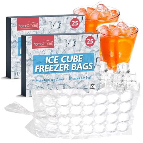 SOL 50pk Disposable Ice Cube Bags for Freezer Makes 1400 Ice Bags Food Grade Plastic Storage for Drinks Parties Picnics and Meal Prep with Secure Seal Design Durable Leakproof Easy Fill
