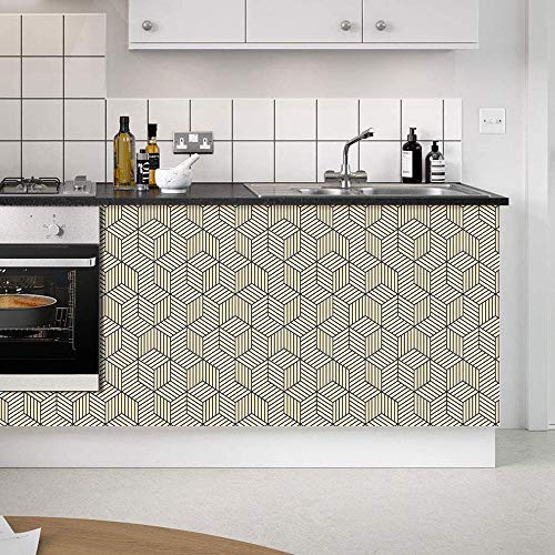Lifavovy Geometric Cube Line Contact Paper 17.7 Inch X 32.8 Ft Self Adhesive Peel & Stick Wallpaper For Kitchen Countertop Cabinet Furniture Bedroom Decor #TOP3