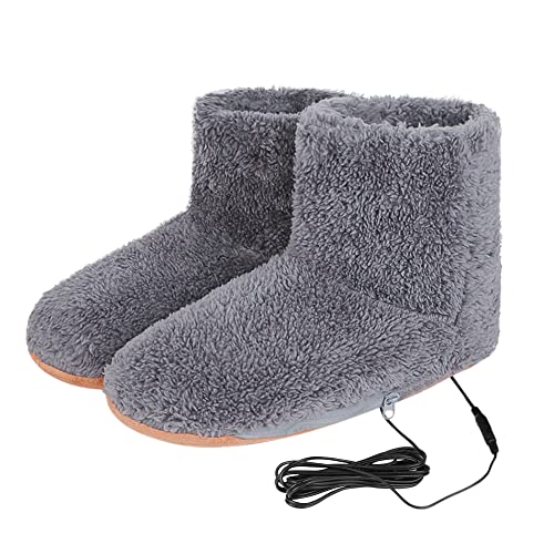 Electric Heated Foot Warmer USB Heating Slipper Boots High Boot Slippers Shoes Winter Warm Furry Floor Slippers Home House Slippers Heated Up Indoor Ankle Bootie Heated Foot Heater Mat for Women Men