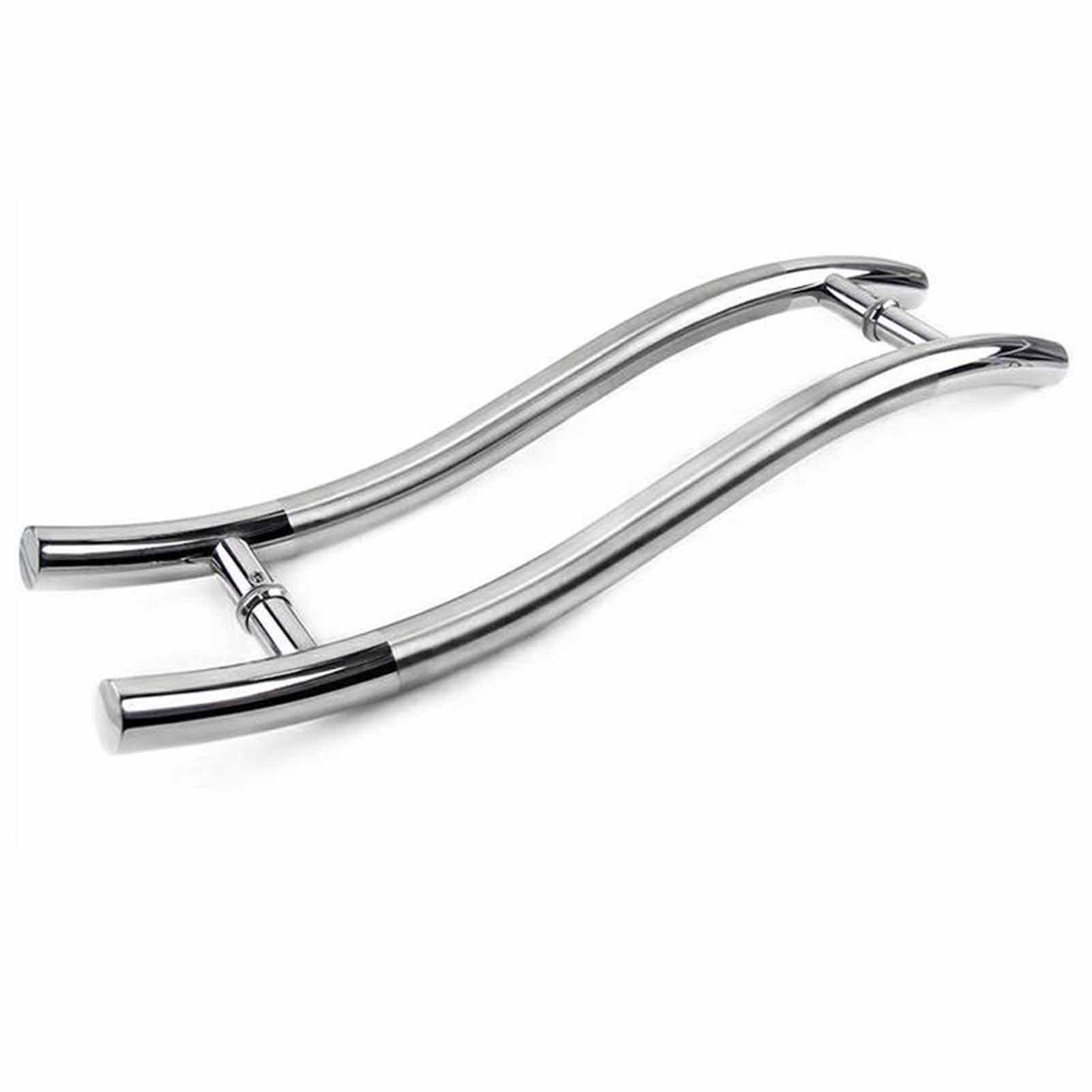 Modern Push Pull Door Handle,S Shape, Silver Shower Door Handles Decor, Indoor/Kitchen/Bank/Store Door Pulls Bar