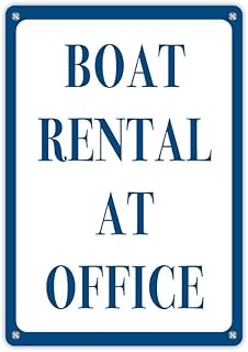 Boat Rental At Office Sign Alternative (2) Metal Sign Decorative Wall Plaque, 12 X 8 inch