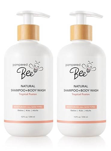 Champú y gel de baño (Tropical Fusion), fórmula natural 2 en 1 para recién nacidos, niños pequeños y niños, 12 onzas (paquete de 2)