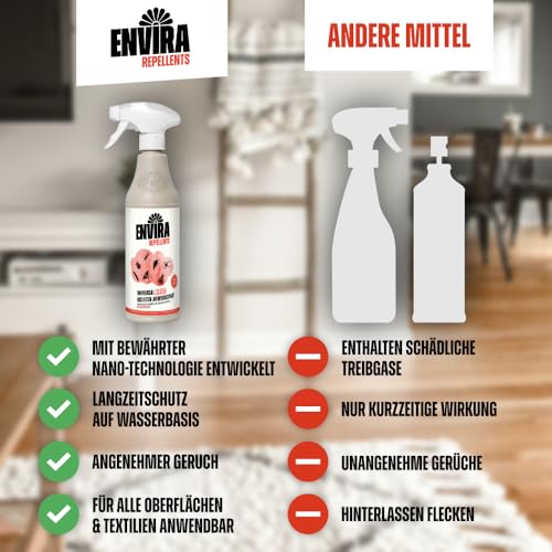 Envira Universal Effect Insekten Abwehrspray 2 x 5 Liter - Extra starkes Spray mit Langzeitwirkung gegen Trauermücken, Silberfische, Lebensmittelmotten & weiteres Ungeziefer - Mittel gegen Insekten