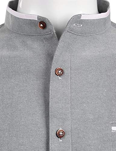 Image of ZEROYAA Mens Hipster Mandarin Collar Slim Fit Long Sleeve Casual Button Down Oxford Dress Shirt with Pocket
