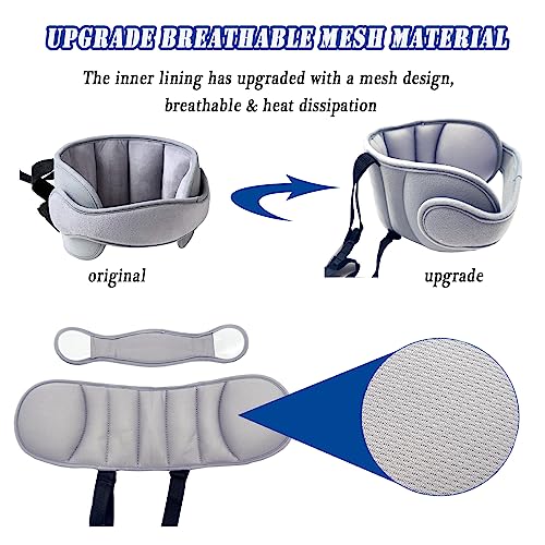 Image of Baby Car Seat Head Support Band - Comfortable Head & Neck Pillow Support | Adjustable Car Seat Neck Relief, Grey