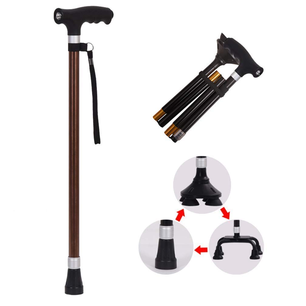 Buy XUEPING Crutches Adjustable LED Walking Stick, 3 Foot Pad