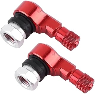 2pcs 11.3mm Universal Motorcycle Aluminum Wheels Tire Valve Stems Caps 90 Degree Red(Red)