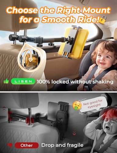 LISEN für iPad Tablet Halterung Auto Mitte, Universal Handyhalterung Auto Organizer Zubehör Innenraum Ausziehbare KFZ für Tablethalterungen Auto Reise Zubehör für iPad Air/Samsung/und 4,7-11 Zoll