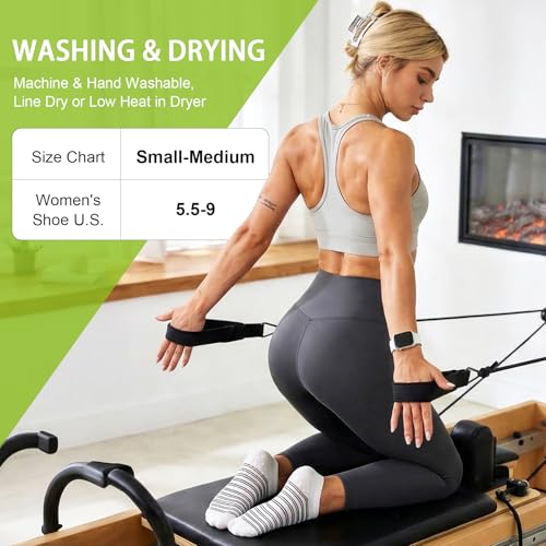 Image of yeuG Pilates Socks for Women Non Slip Grip Socks for Yoga, Barre, Hospital, Barefoot Grippy Yoga Sock Womens Gifts 4 Pairs