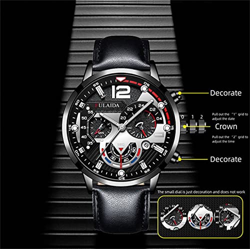 Fashion Sport Herren- Armbanduhr mit Edelstahlgehäuse, Leder, analog, digital, a, One Size-5