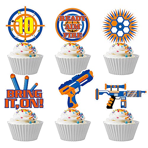 30 Pcs Dart Party Cupcake Toppers For Wrappers Kids Birthday Gun Picks Target Bullet Dart Party Supplies Decoration #TOP10