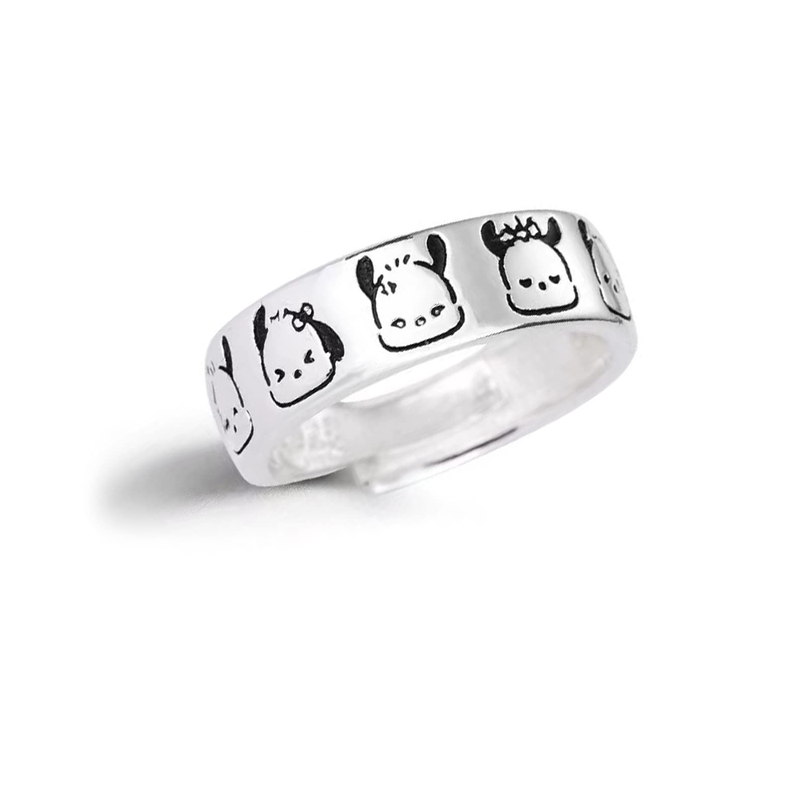 Lovely Cartoon Animals Charms Rings, Cute Anime Character Ring for Women Teen Girls BFF Friendship Besties Memorial Jewelry Gift-2pcs
