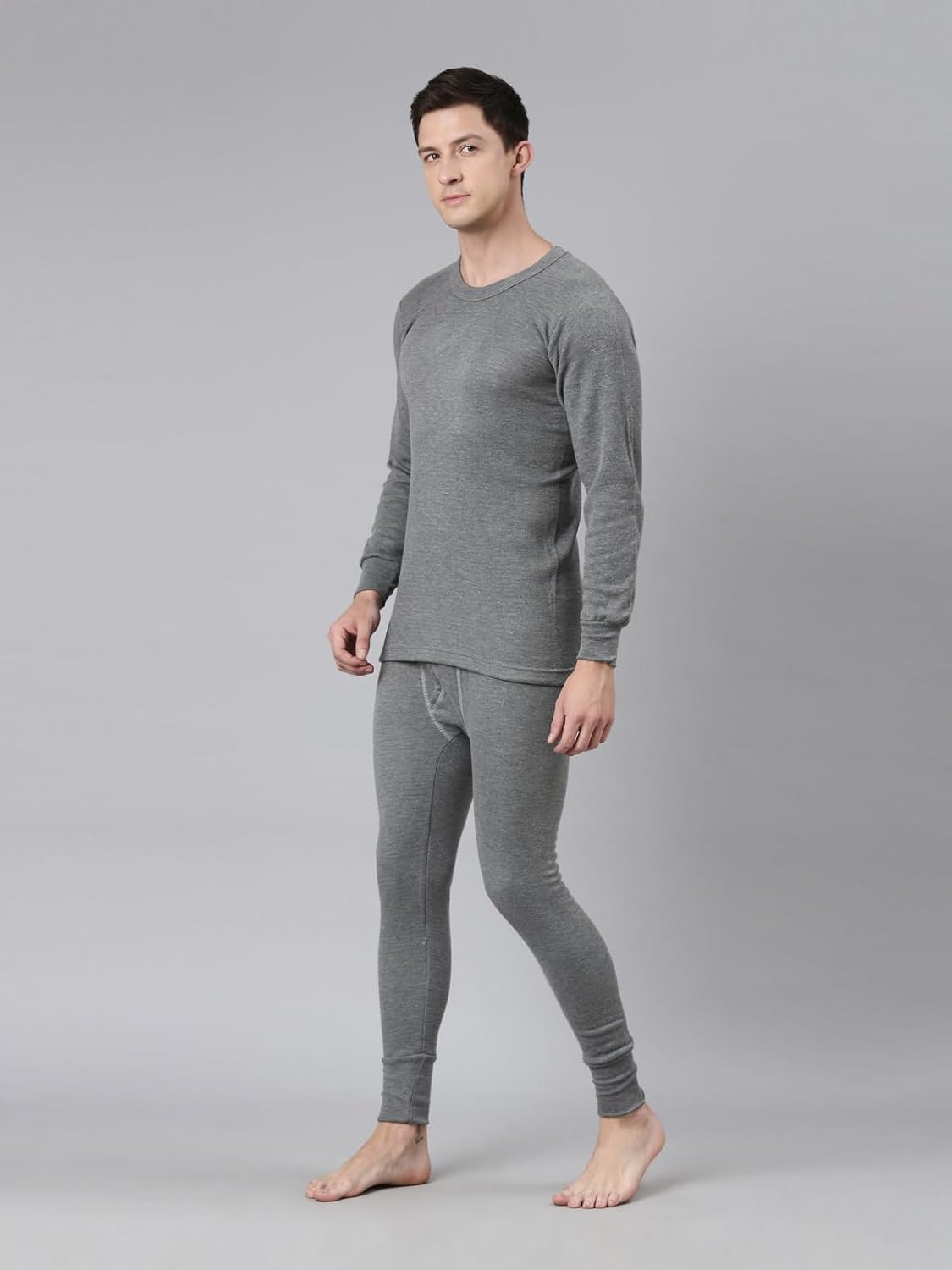 Mens Thermal Thermal Set Cotton Blend Round Neck Top Bottom Long Sleeve Slim Fit Top Bottom Set Top Bottom