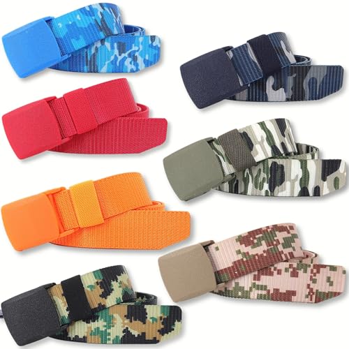 No Metal Colorful Camouflage Nylon Quick Release Belt Key Ring Strap, Airport Friendly Plastic Buckle Military Camo Belts4