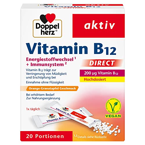 Doppelherz Vitamin B12 DIRECT – Energie und Leistungsfähigkeit für Körper und Geist – Vitamin B12 zur Verringerung von Müdigkeit und Erschöpfung – 1 x 20 Sachets