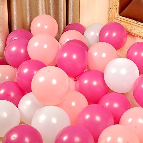 Lot de 100 ballons de 30,5 cm pour décoration de fête d'anniversaire et d'événements, couleur incluse (blanc et rose clair) Cover