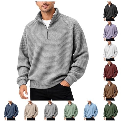 Mens Henley Long Sleeve Quarter Zip Sweatshirt Pullover Fall Winter 2026 - image 1