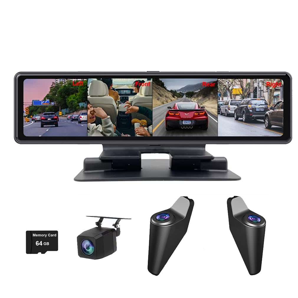 4CH ミラーダッシュカム ドライブレコーダー 12インチ 360°パノラマ Amazon.co.jp: XRC TECH 車用ミラーダッシュカム、4CHカメラ同時録画