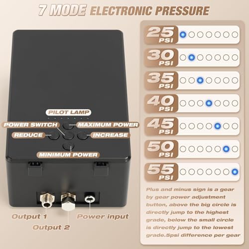 XDOVET Airbrush-set, 55 psi, multifunctioneel, airbrush, dubbele actie, hoog vermogen, luchtcompressor, plus, geschikt voor schoenen, kleding, model, tatoeage, nagels, kunst, tekenen, taartdecoratie - Afbeelding 5