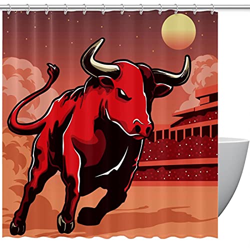 Rideau de douche taureau lune rouge grand format imperméable lavable