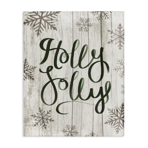 Holly Jolly Festive Cursive Typography, 16 x 20 Inch Canvas Wall Art