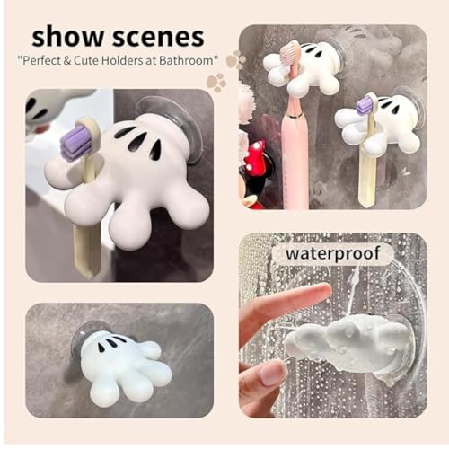 Image of TASMAX Cute Tooth Brush Holder Bathroom Brush Stand self Adhesive wall Mounted Toothbrush Holder Multi-Function Mouse Bathroom Decor Toothbrush Stand Key Holder Plug Holder Pack 2