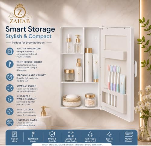 zahab Bathroom Cabinet with Mirror White - Image 6