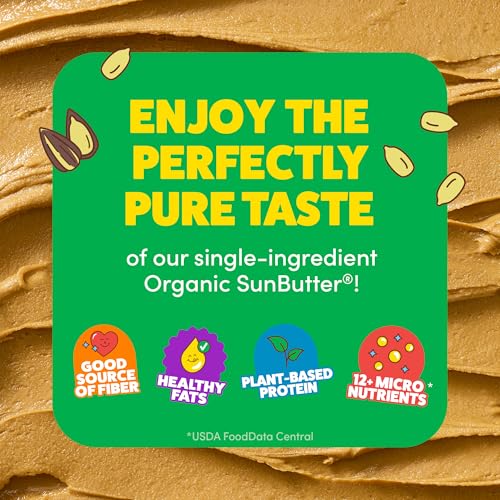 Image of SunButter Organic Sunflower Seed Butter, 16 oz Nut-Free Spread with 7g Plant-Based Protein, Roasted Rich & Savory Flavor, Smooth Texture | Vegan, Kosher & Non-GMO