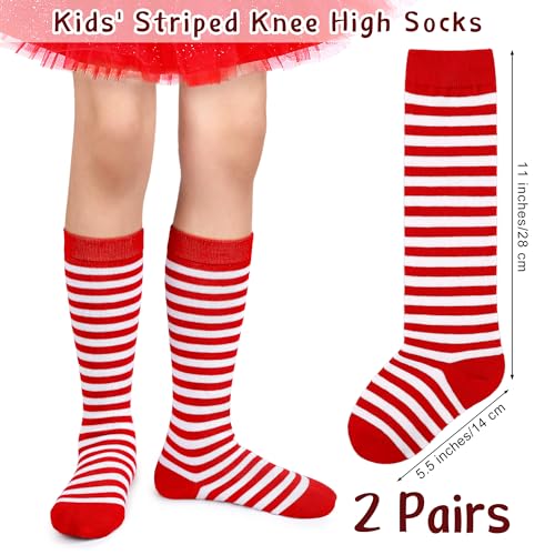 SOMSOC 2 Pairs Kids Striped Knee High Socks Athletic Thin Tube Socks Novelty Striped Socks for Toddler Boy Girl2