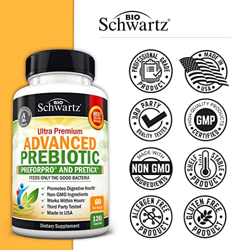 Prebiotics For Advanced Gut Health - Immune System Support & Dietary Fiber - Fuels Good Bacteria Growth To Promote Digestive Health - Gas & Digestion Support - Probiotics For Men & Women -120 Capsules #TOP5