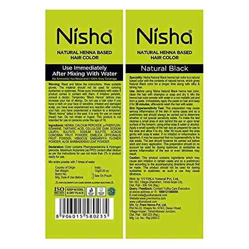 Nisha Natural Henna Based Hair Color (Natural Black) 10Gm Pack Of 10 #TOP2