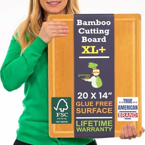 20 inch bamboo cutting board with glue-free surface
