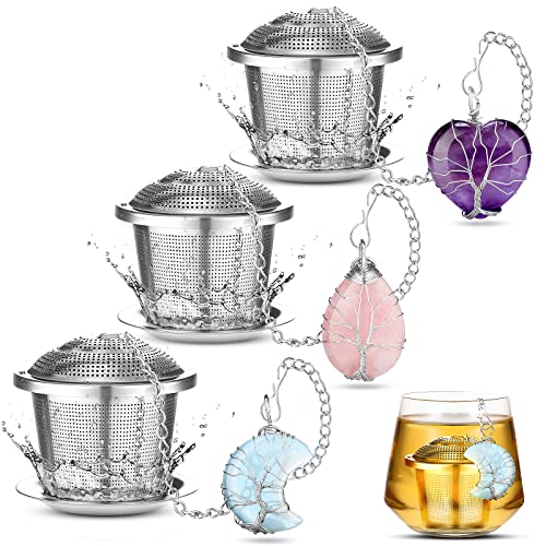 Tea Infusers For Loose Tea 3 Sets Loose Leaf Tea Steeper Tea Strainer Stainless Steel Tea Ball For Loose Tea Holder Tea Mesh Strainer Tea Filters With Drip Trays And Pendant (Novelty Style) #TOP4
