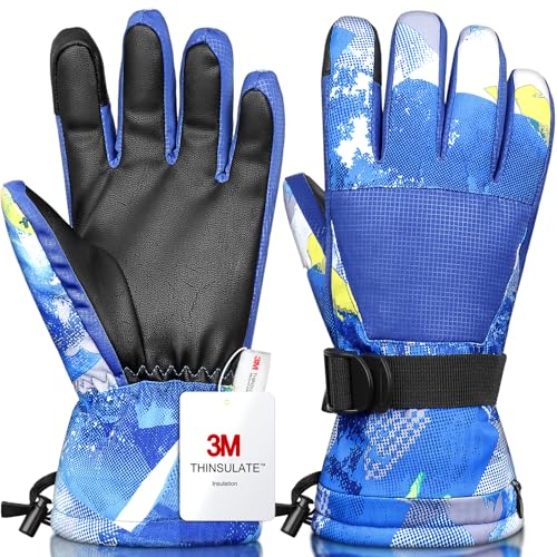 Image of Ski Gloves,Snow Gloves Waterproof Winter Warm Cold Weather Touchscreen Gloves for Parent& Child Kids Skiing,Snowboarding