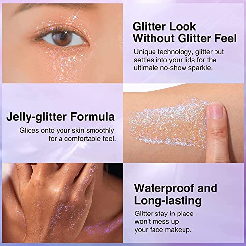 Liquid Chunky Shimmer Body Glitter Gel,4 Color Sequins Glitter Gel For Face Hair And Body Makeup, Long Lasting And Waterproof Liquid Sequins Glitter For Women And Girls.(#01) #TOP2