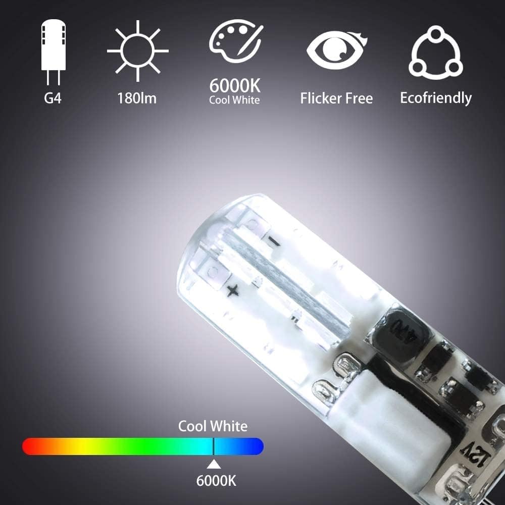 Lot 10 Ampoules G4 LED DiCUNO 1.5W 12V – Blanc Froid 6000K, Remplace Halogène 15-20W