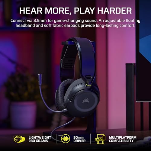 Image of CORSAIR HS35 v3 Wired Gaming Headset with Mic - PC /PS5 /PS4 /Switch /Xbox /Mac, Lightweight Comfort, 3.5mm - Carbon