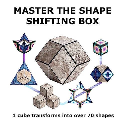 Image of Shashibo Shape Shifting Box - Award-Winning STEM Fidget Toy with Ultra Strong Magnets - Puzzle Cube Transforms Into 100+ Shapes, Perfect Sensory Gift for Kids, Teens, and Adults (Moon)