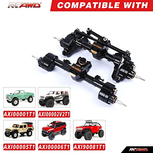 RCAWD Full Brass Front & Rear Portal Axle Housing w/Steel Gears&Brass Worm Gears&Brass Third Member Housing&Brass Hex for Axial 1/24 Scx24 Crawlers(Black) - Image 4