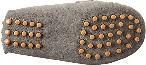 Battle Men Penny Loafers For Little Kids Square Moc Toe Stiching Slip On Faux Suede Flexiable Rubber Sole Flat Heel Toddler's Moccasins One Size Smaller (Color : Gray, Size : 6.5 M Us Toddler) #TOP6