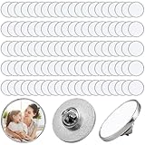 100 Stück Sublimation Ansteckbuttons Set, 2.5 cm DIY Button Rohlinge mit Aluminiumplatte und Schmetterlingsverschluss, Runde Blanko Buttons zum Selbstgestalten für Basteln, Schule, Schmuck & Geschenke