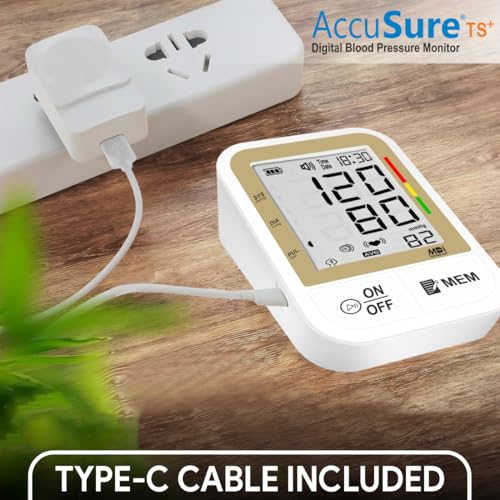 Image of AccuSure TS Plus Blood Pressure Monitor - Fully Automatic | Simple, Reliable & Accurate | Digital BP Monitor includes Type-C USB power port